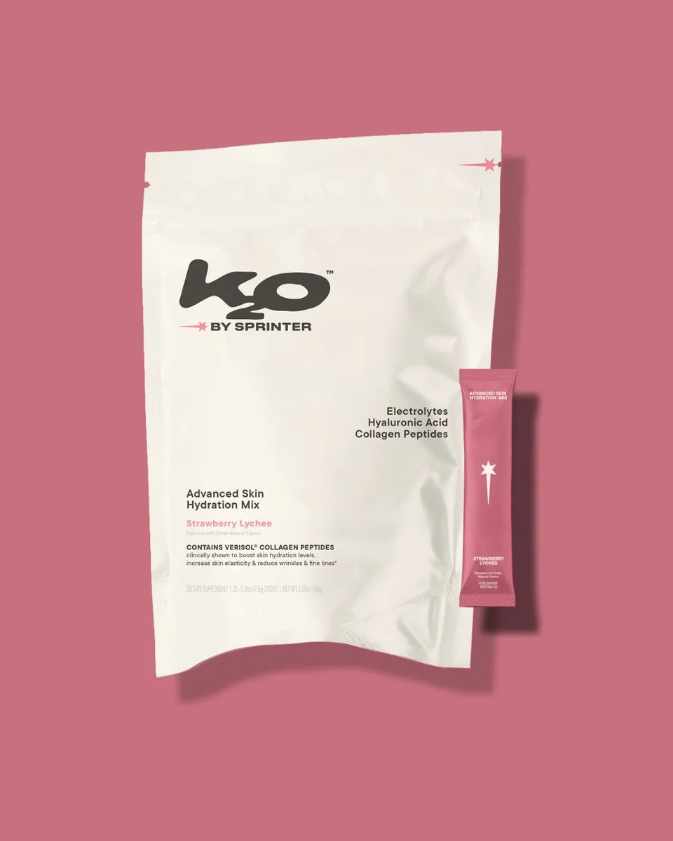 k2o Advanced Skin Hydration Mix — Fresa-Lichi, bolsa de 20 sticks